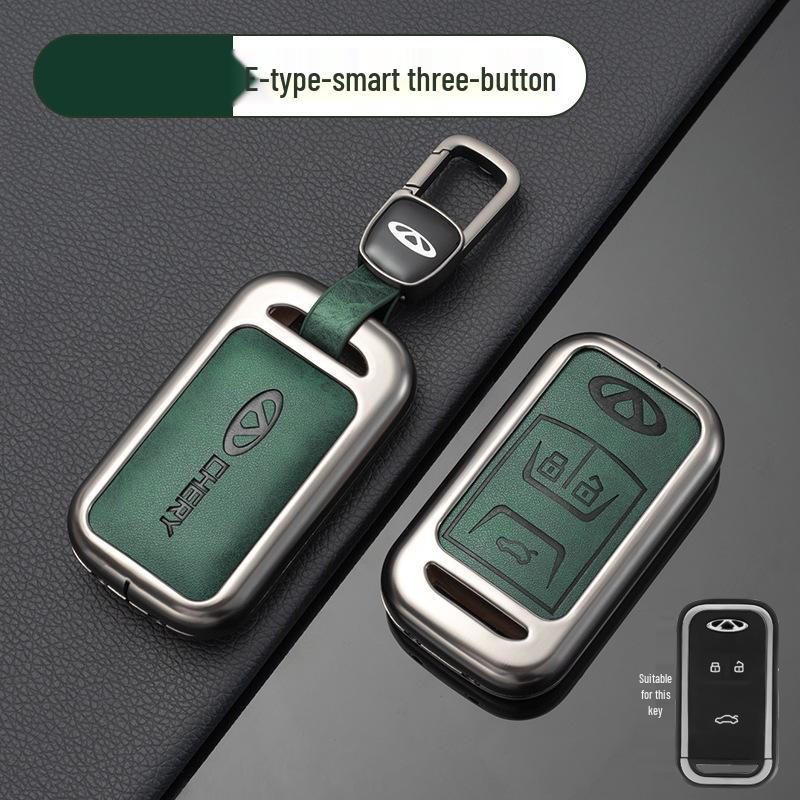 Чехол для ключа автомобиля Chery: Подходит для Tiggo, EQ1, QQ Ice Cream, Arrizo E - Маленький, Прочный металлический корпус с подвесной пряжкой