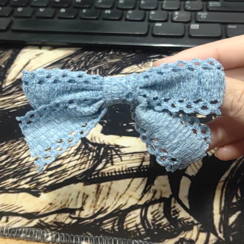 Women Girls Cute Hairpins Hair Rope Lace Hollowed Bow Ribbon Hair Clip Hair Ornament Fashion Headband Black White Hair Accessory