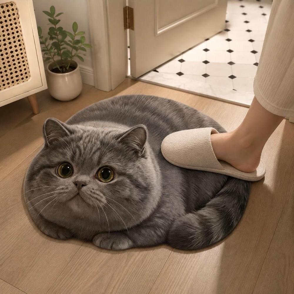 45×60CM Bathroom Carpet Realistic Bedroom Door Rug Cute 3D Cat Floor Mat Home Decor