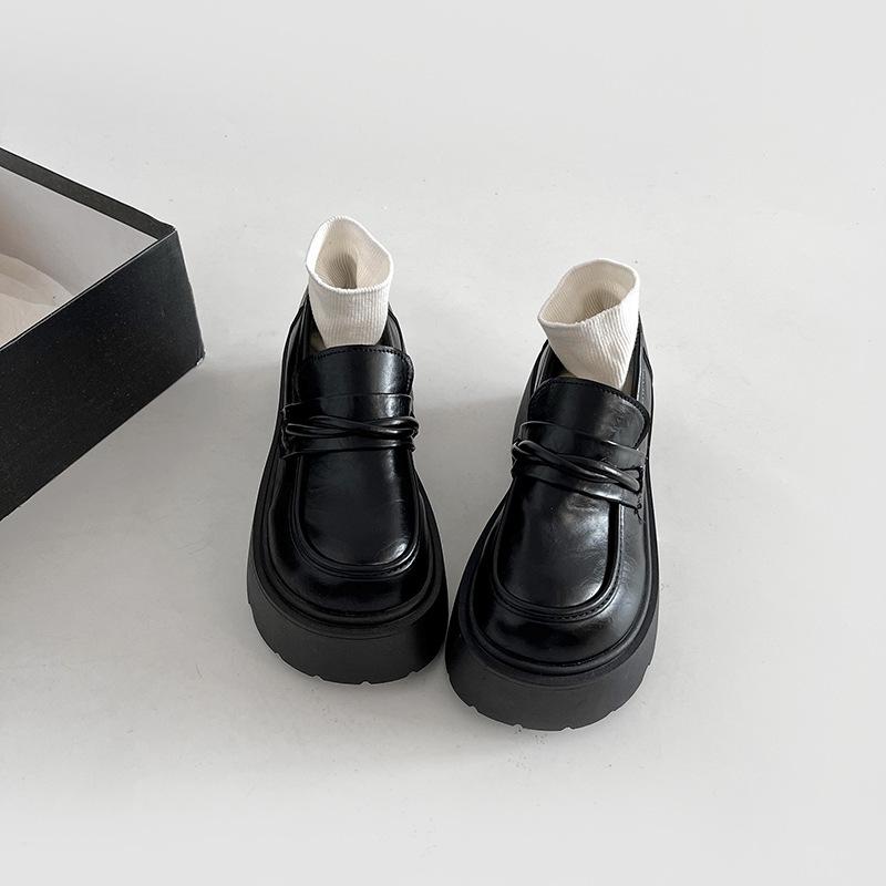 Ретро-британский стиль, высокие туфли на платформе из натуральной кожи для женщин, новые универсальные туфли-лоферы для осени и зимы 2025 года