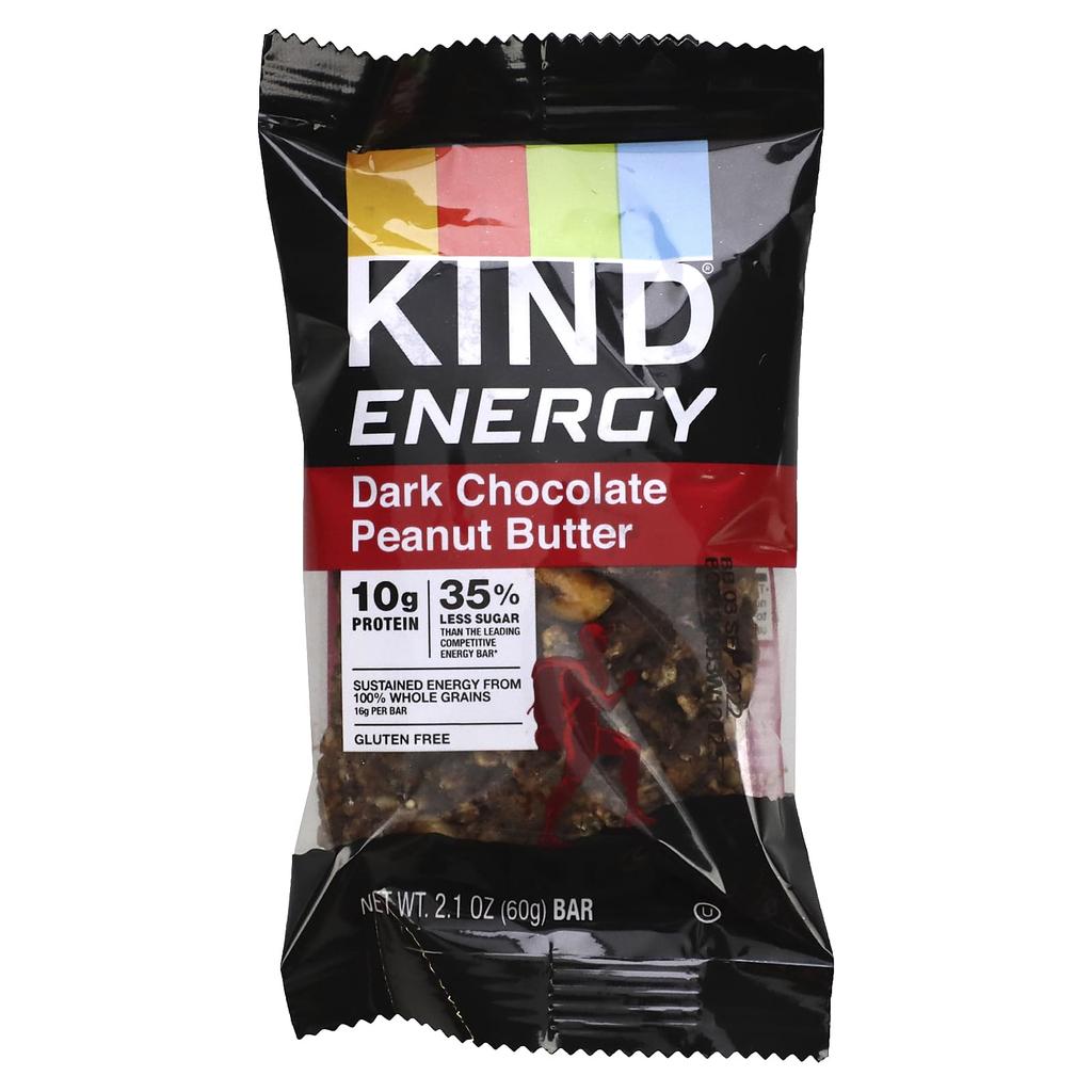 KIND Bars Energy, Dark Chocolate Peanut Butter, 12 Bars, 60 G (2.1 Oz) Each