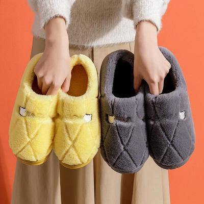 Женские зимние тапочки из бархата и хлопка на толстой подошве, теплая домашняя обувь