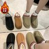 2024 Новые женские шерстяные тапочки, теплые шерстяные низкие сапоги на платформе, тапочки, женские уличные нескользящие ботинки, обувь для женщин