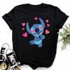 Disney Lilo Stitch Cute Cartoon Print Women T-Shirt Summer Streetwear Short Sleeve T Shirt Fashion Casual Female Clothes Tops