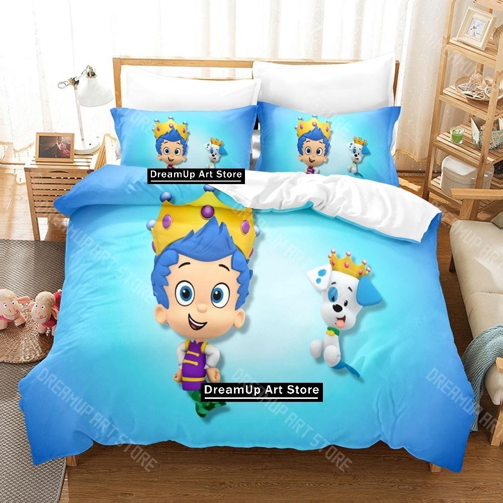 3D Printed Bubble Cartoon Guppies Bedding Set for Boys Girls Duvet Cover And Pillowcase Twin Queen King Full Single Double Sizes
