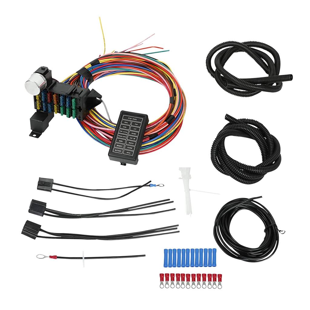 Универсальная 14-контурная проводка Маслкар Хот-род Стрит-род XL Провод 12 В Напряжение Комплект жгута цепи Инструмент для ремонта