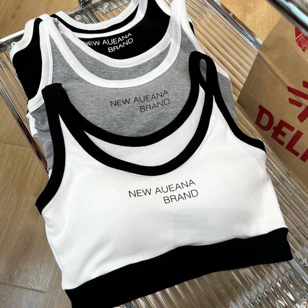 Спортивный жилет-комбинезон с надписью Letter и женской подушкой для груди, встроенной фиксированной чашкой, красивое облегающее нижнее белье без бретелек для девочек