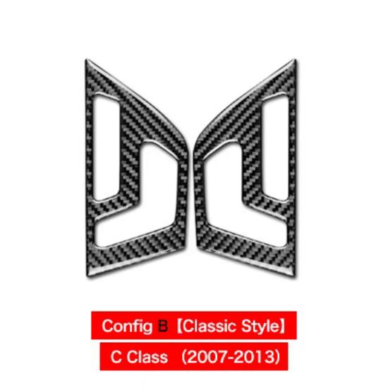 2 шт. углеродное волокно для Mercedes Benz C Class W204, аксессуары, регулировка автомобильного сиденья, кнопка переключения панели, крышка, наклейки внутри