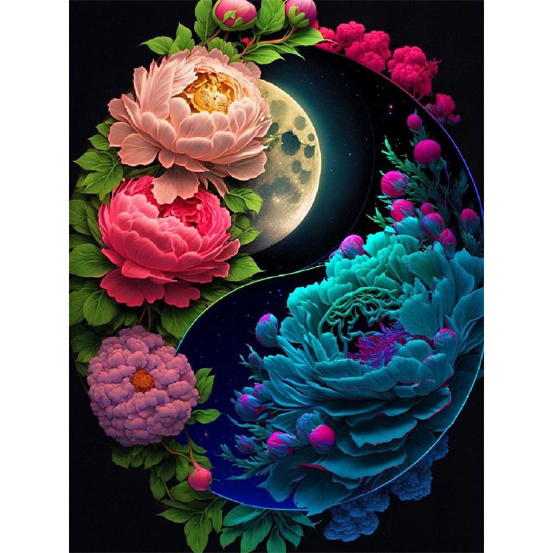 5D DIY Алмазная картина Цветочный пейзаж Алмазная вышивка Картина Полная круглая Алмазная мозаика DIY Стразы Домашний декор Подарки