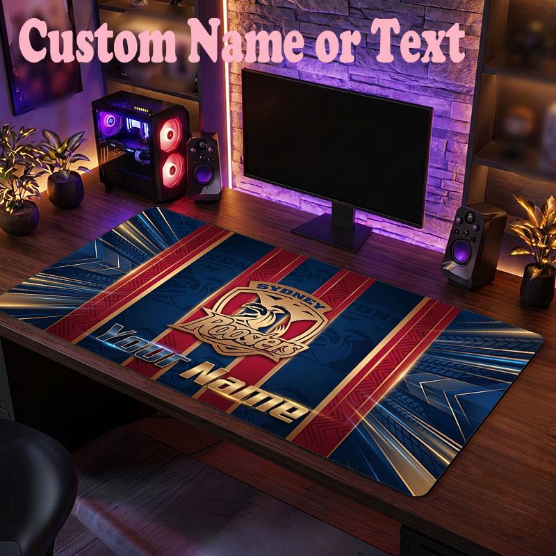 Sydney Roosters Customized Name Text Mouse Pad, Large Desk Mouse Mat Personalized Home Office Present
