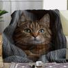 Плед с кошкой Реалистичный принт полосатой кошки Флисовый плед Мягкий уютный Подарок любителю животных Домашний декор Искусство с животными Постельное белье Теплый одеяло