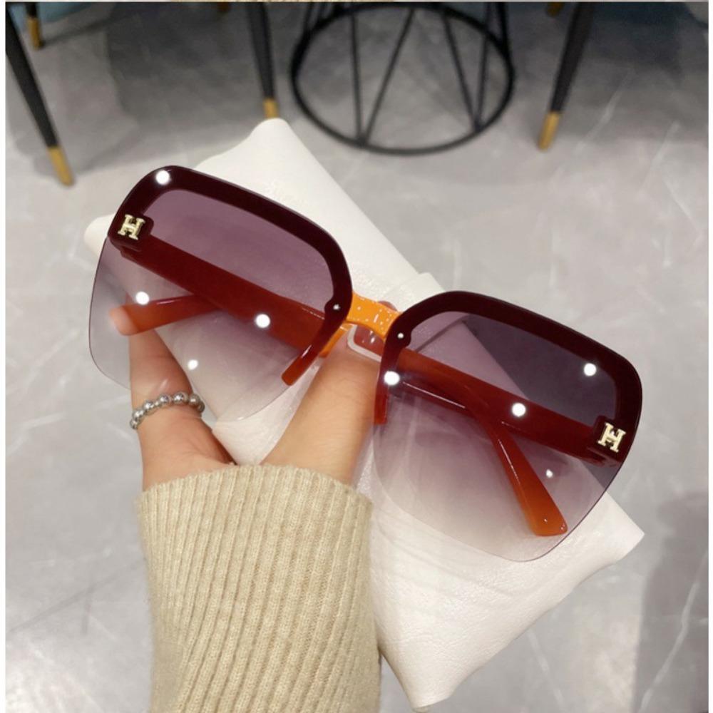 Large Frame Sunglasses H Letters Round Face Show Face Small Fashion Anti-UV Sunglasses