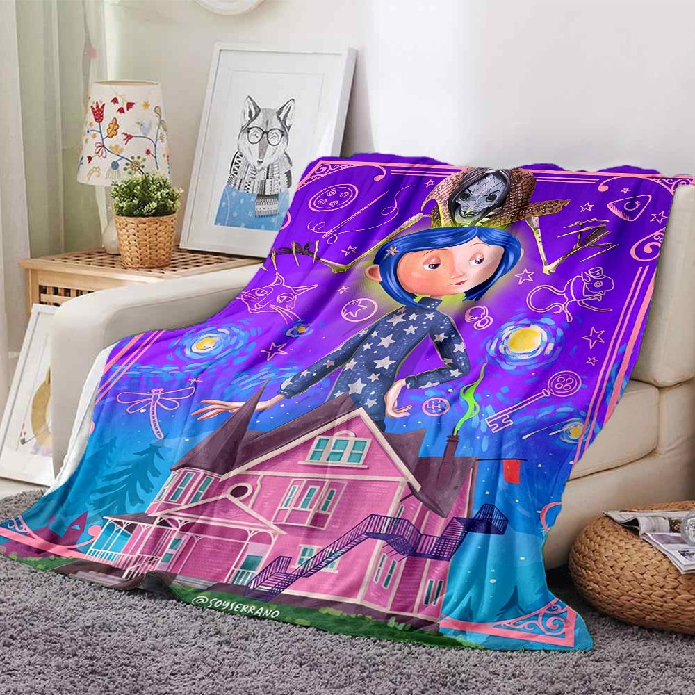 Whimsical Nighttime Adventure Flannel Blanket Super Soft Warm Cozy Blanket For Sofa Bed Office Travel Allseason Home Decor Gift