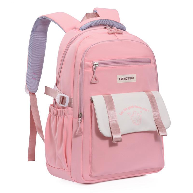 Fashionable And Durable Nylon Girls Backpack For School With Weaving And Stitching Elements
