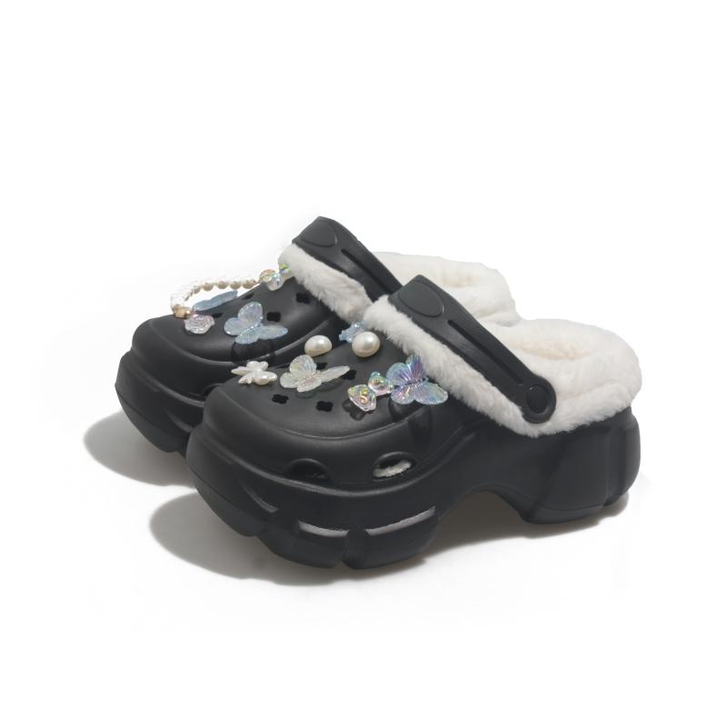 Зимние бархатные женские сабо на открытом воздухе, теплые, плюшевые, на платформе, дизайнерские туфли, женские, модные, белые, увеличивающие рост, женские домашние тапочки