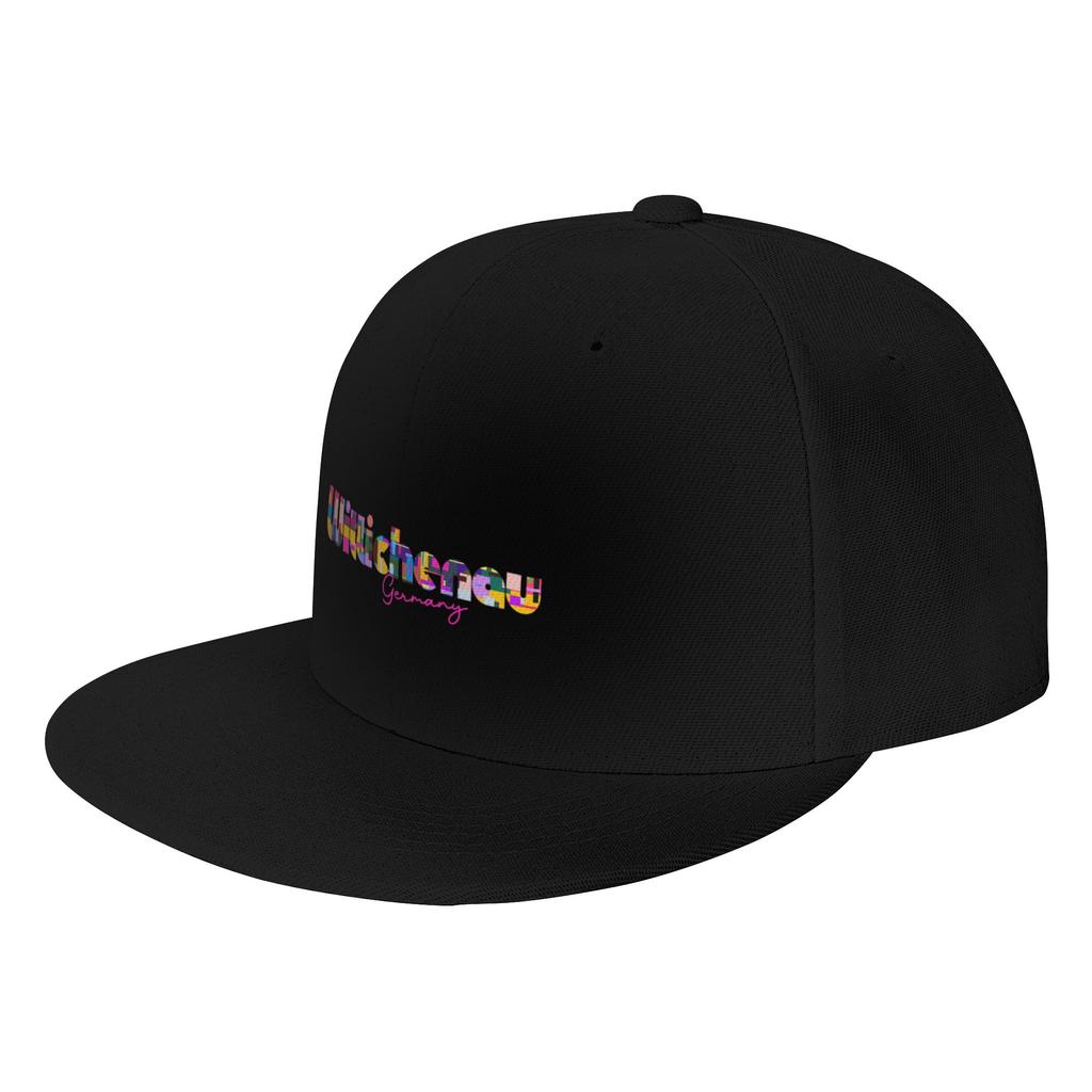 Fashion Wittichenau GerUnisexy Vibrant Abstract City Typography Art Flat Brim Sun Hat Sporty Casual Baseball Cap