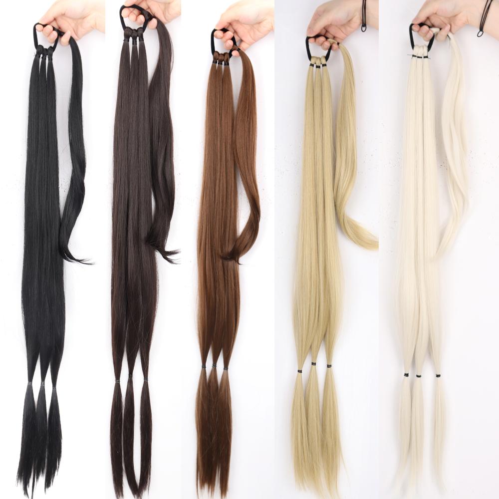 MISS WIG 34-дюймовый плетеный хвост из синтетического волокна, длинный прямой хвостик с резинкой для волос для женщин