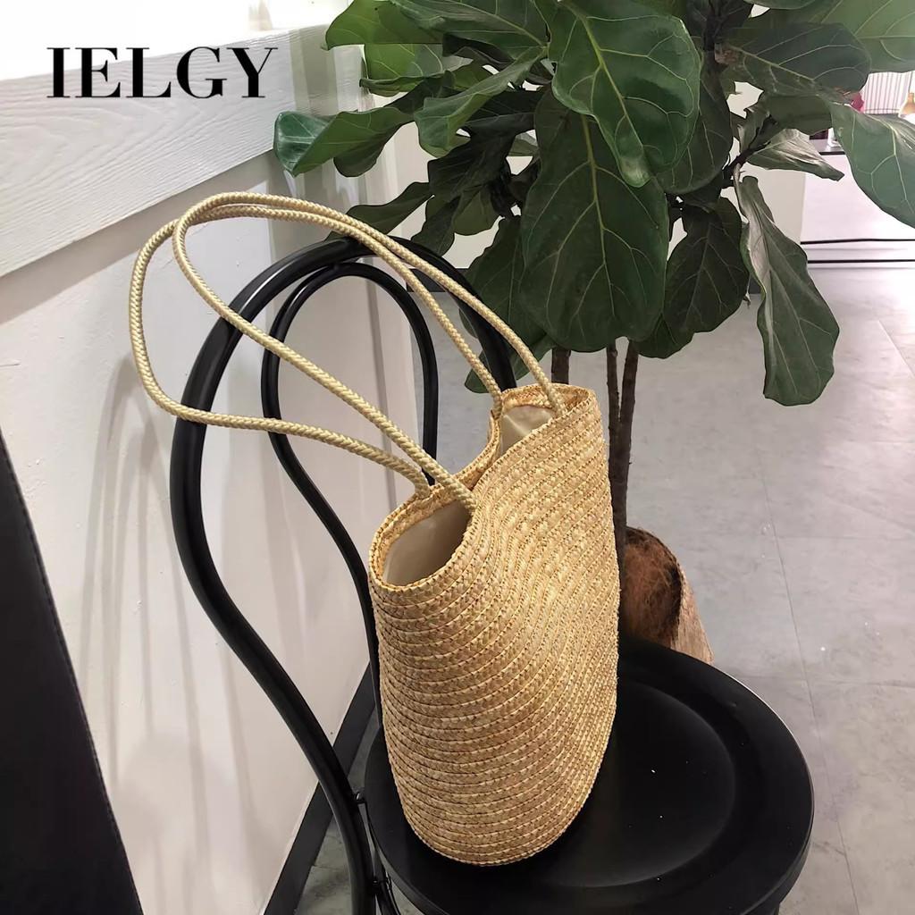 IELGY Соломенная сумка большой вместимости, сумка для отдыха на море, соломенная сумка премиум-класса для летнего пляжа ручной работы.