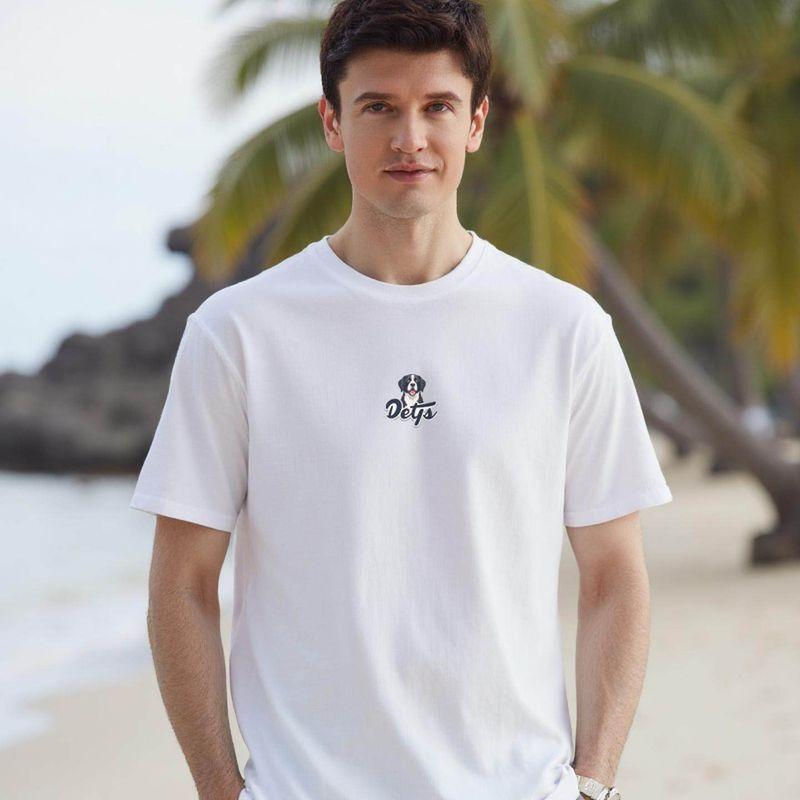 Thousand Paper Cranes Men's Pure Cotton Short-Sleeve T-Shirt with Print, Summer Men's Trendy Brand Loose Versatile Round-Neck Top for Men 22359