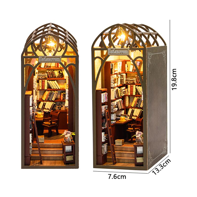 Набор для книжной полки DIY Мини-пазл 3D из дерева Ручная работа Модель книжной полки Домик для кукол Подставка для книг Строительство Домашний Декор Игрушка Рождественские Подарки
