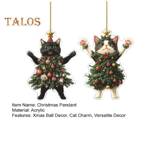 1/2 шт. Рождественский кулон, украшение в виде рождественского шара, украшение в форме кошки, праздничное подвесное украшение со шнурком, рождественский подарок