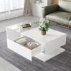 Coffee Table, High Gloss White. Side Tables, Coffee Tables with Glass and LED Effect