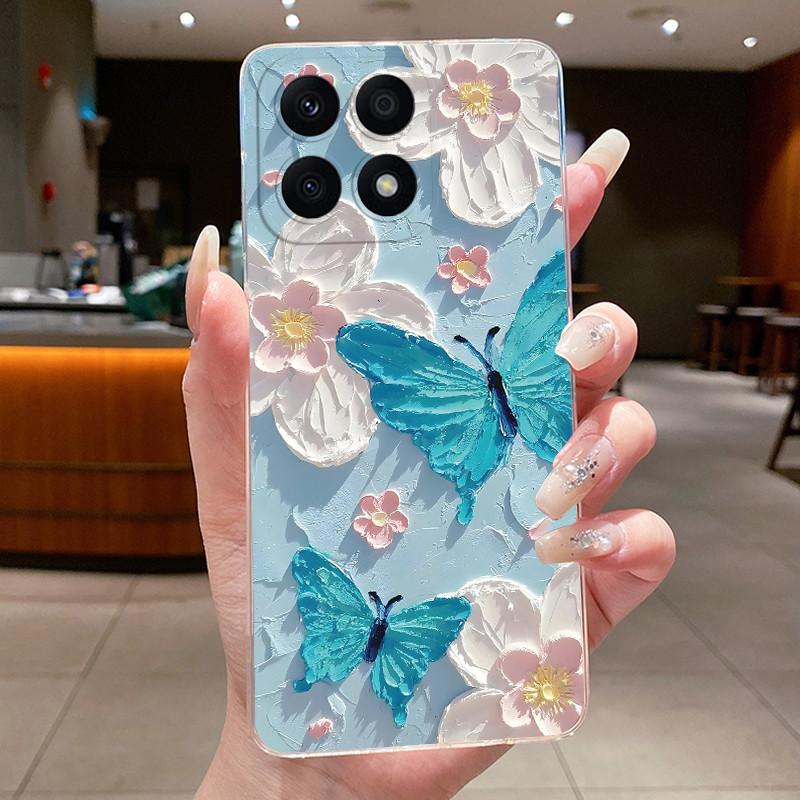 Чехол для телефона Honor X8A X8B X8 X8C 4G Funda Coque с бабочкой и бантом, защитный чехол, прозрачный мягкий силиконовый TPU чехол Capa