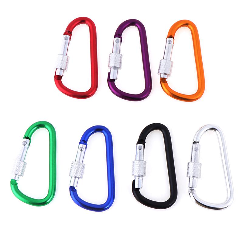 2Pcs Random Aluminum Carabiner D-Ring Key Chain Clip Outdoor Hook Buckle