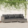 VidaXL Garden Lounge Set 4 Pcs with Cushions Grey Wicker, Garden Lounge, Outdoor Lounge Set, Set of 362687
