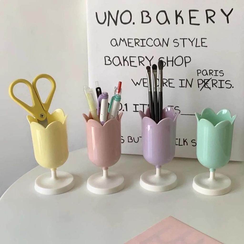 1 шт. Контейнер для ручек в виде тюльпана, украшение для хранения ручек, ведро для хранения кистей для макияжа, ретро-цветок, реквизит для фотосъемки, держатель для ручек, подарки