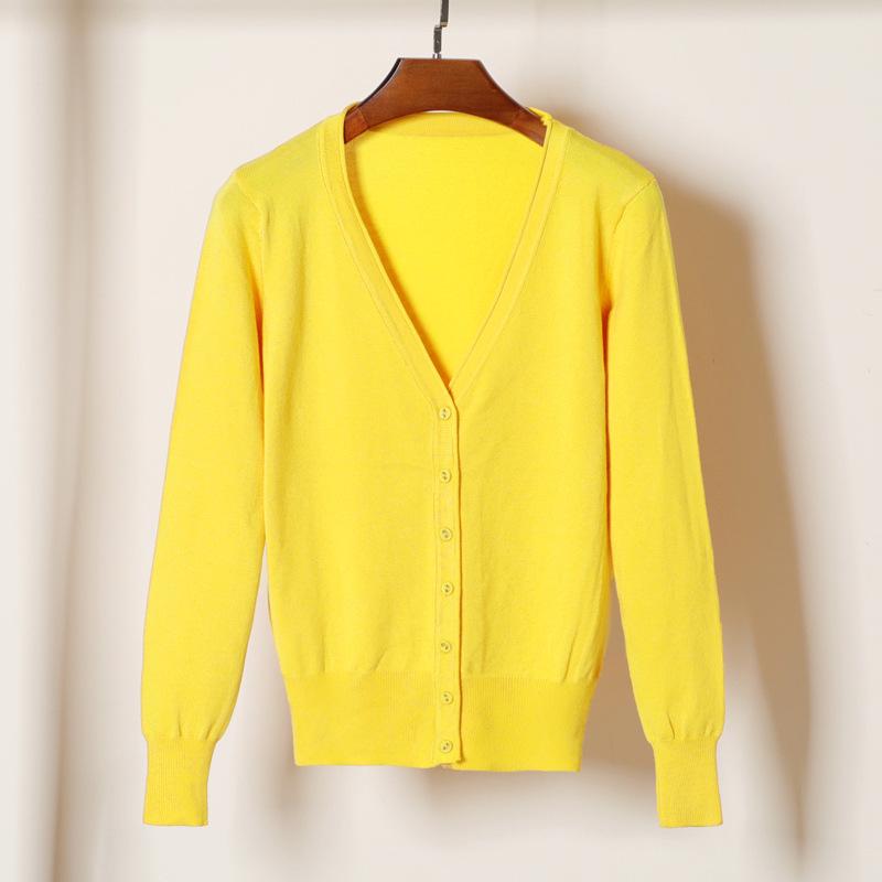 Корейский вязаный кардиган с V-образным вырезом: Женский топ с длинным рукавом, универсальный для весны и осени.