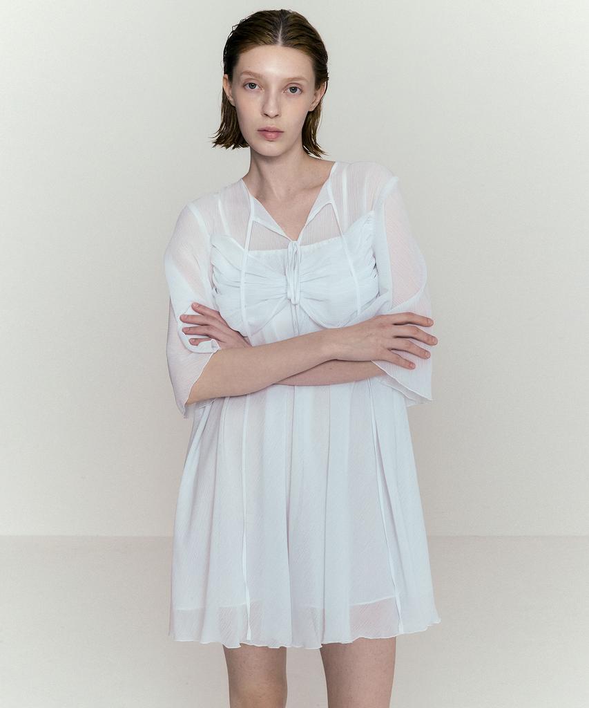 Nomer Strap Detail Chiffon Dress White