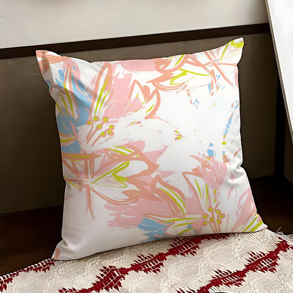 Blissful Dopamine Burst Floral Cushion Cover Reversible Soft Durable Pillow Cover Home Car MultiScene Use for Daily Comfort