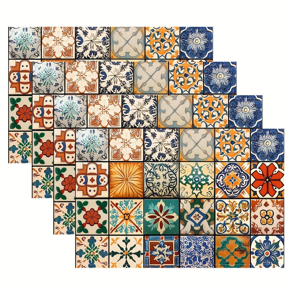 4/6pcs Set of Portuguese Table Mats with Tile Pattern, Fashionable Printed Design for Dining Tables, Kitchens, Parties, Indoor, Festive, Dinner and