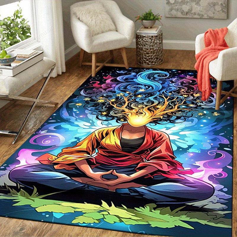 1pc Tree Fairy Pattern Area Rug, Anti slip Non Shedding Stain Resistant Carpet