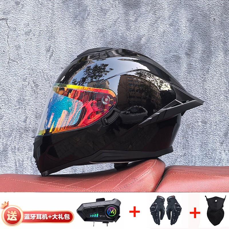 Full Face Motorcycle Helmet With External Bluetooth Module Men Women Large Rear Wing Sport Style DOT Approved