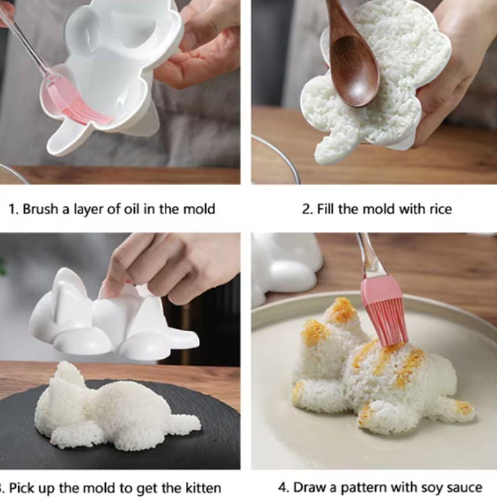 Large Size Cat Shape Onigiri Mold White Sushi Mould Mashed Potato Mold Complementary Food