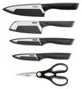 Set of 4 Tefal Comfort Kitchen Knives + Kitchen Scissors K2215s55 Black and Silver