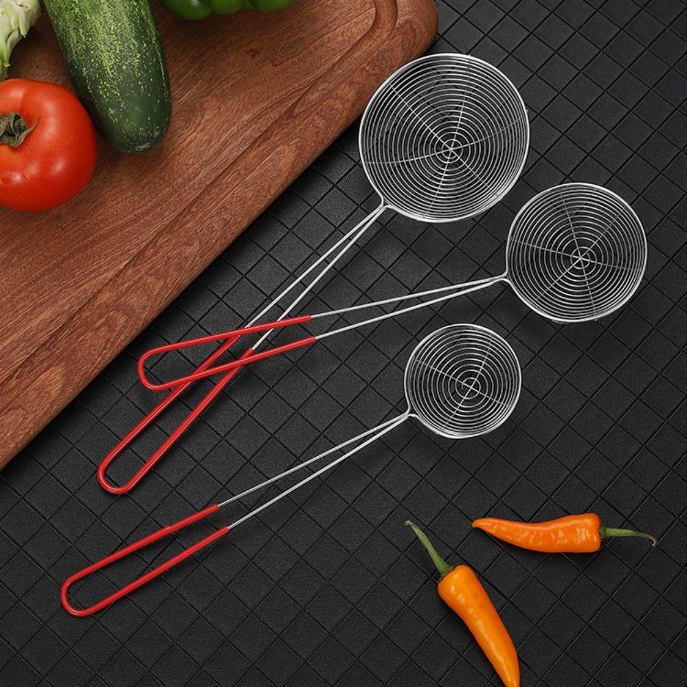 Дуршлаг из нержавеющей стали для жемчуга, незаменимый инструмент для магазина молочного чая, ситечко для боба, ложка для молочного чая, дуршлаг с красной ручкой, ложка для тапиоки