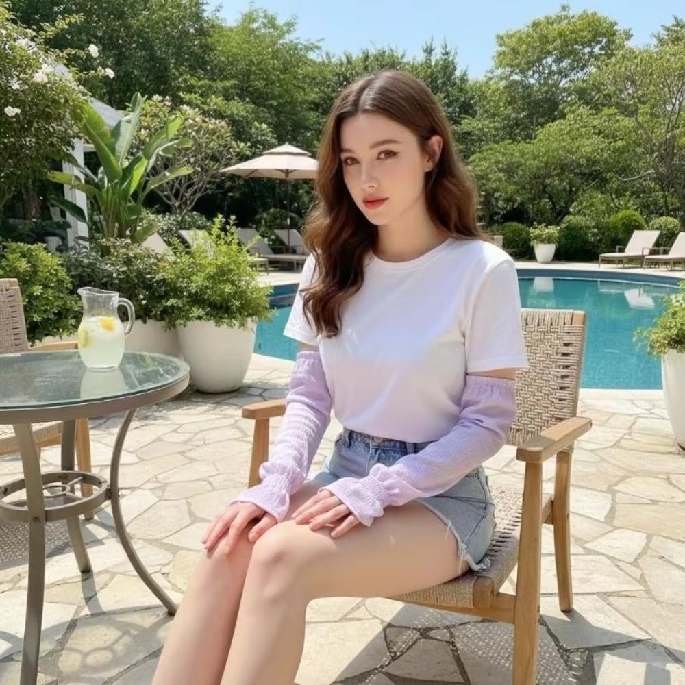 Breathable Ice Silk Arm Sleeves Loose Fit Fingerless Arm Sleeves for Summer Season