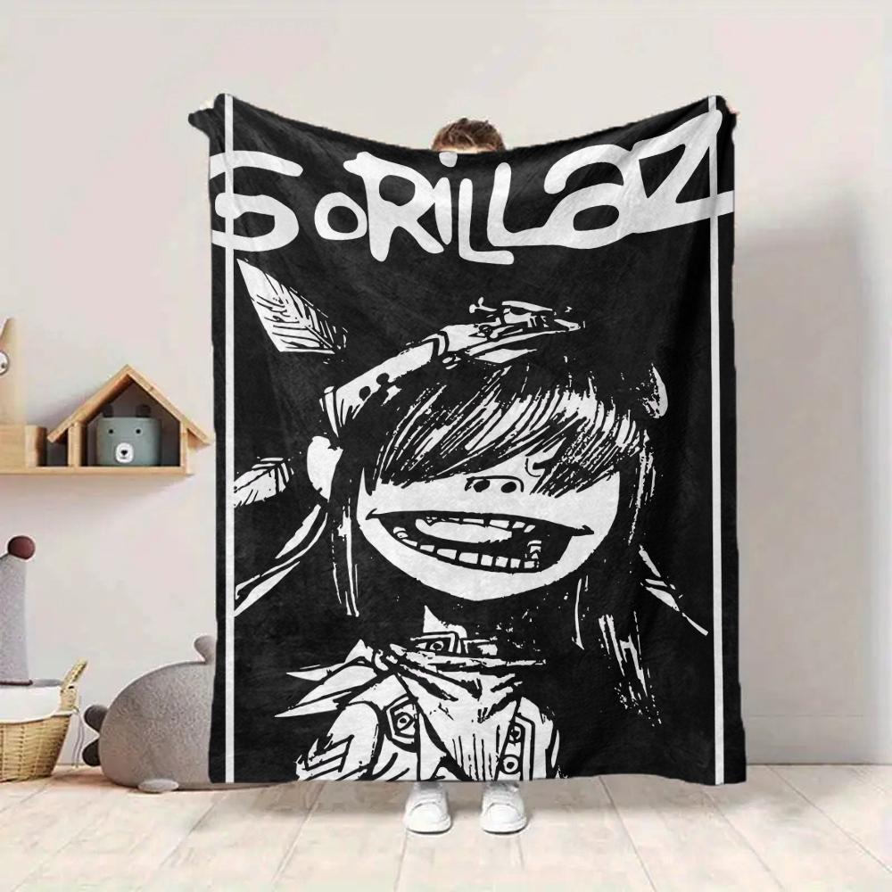1Pc Gorillaz Artistic Fusion Blanket Soft And Comfortable Casual Warm Camping Travel Christmas Halloween Xmas Gift M924378