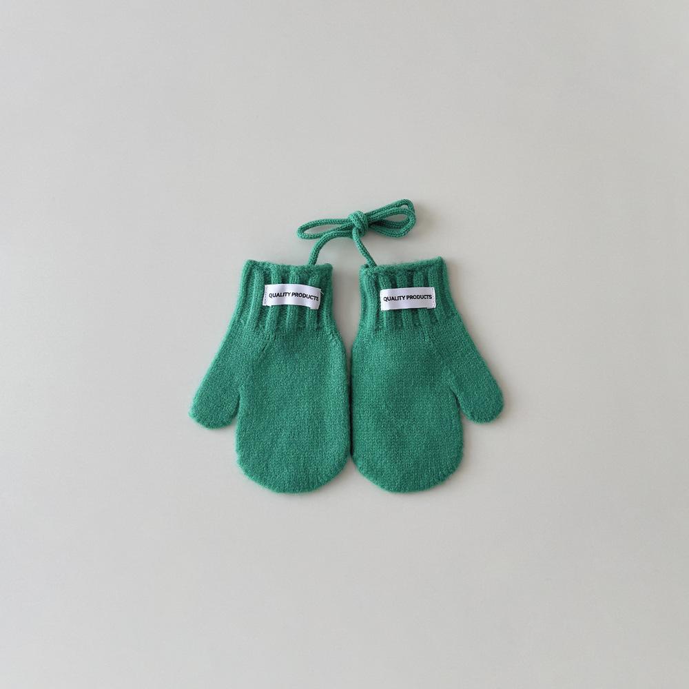 Korean Style Kids Mittens with Love Heart Pattern Ins Fashion Winter Gloves with Anti-Loss Neck Cord Warm Baby Toddler Mittens