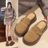 One Foot Pedal Bag Head and Half Slippers Women Wear Autumn and Winter New Thick-soled Heightening Retro Slippers