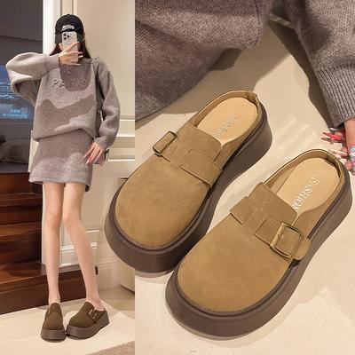 Одна сумка для педалей, голова и полутапочки, женские, осенне-зимние, новые, на толстой подошве, увеличивающие рост, ретро-тапочки