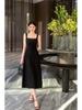 Women's Elegant Black & White French Suspender Dress - Summer/Spring Slim Fit