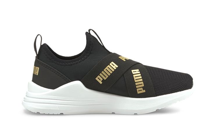 Puma Wired Run Slip-On Little Kid 'Black Team Gold'