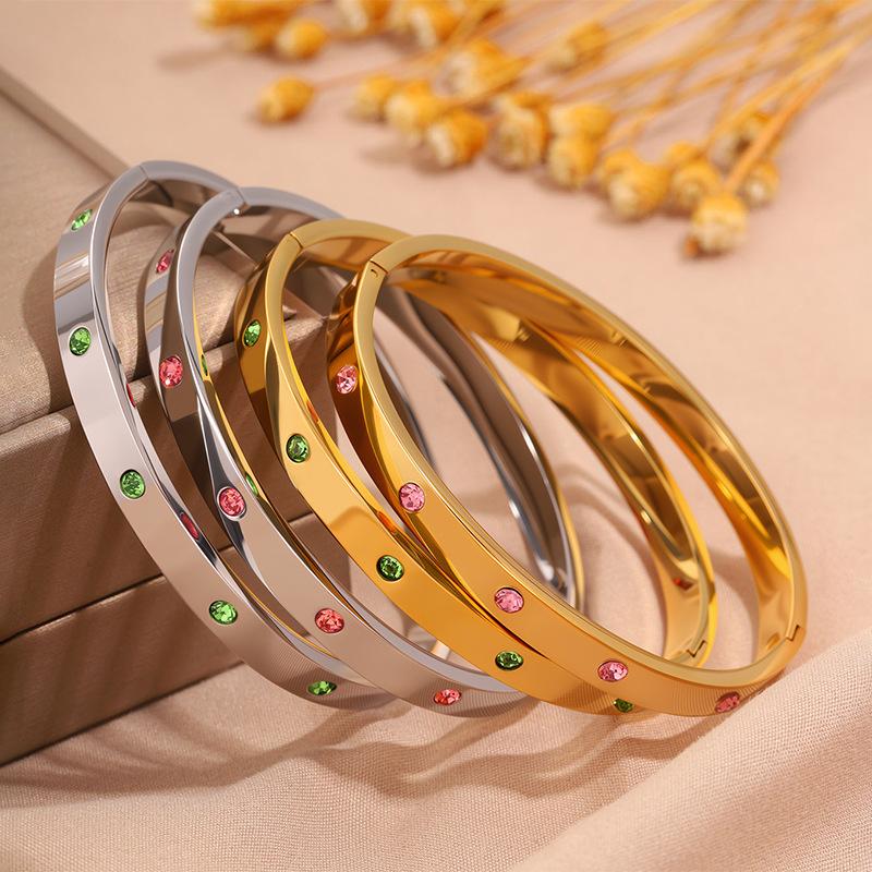 Circle Exquisite Color High-end Women's Fashion Light Luxury Style Open Bracelet
