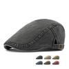 Cotton Painter Beret Adjustable Peaked Cap Casual Washed Denim Newsboy Caps  Summer