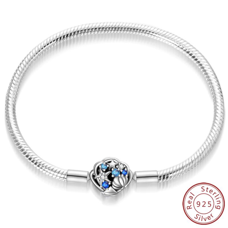 Real 925 Sterling Silver 17-20CM Butterfly Pet Ocean Starry Sky Original Bracelet Fit for Wedding Fine Jewelry DIY Making