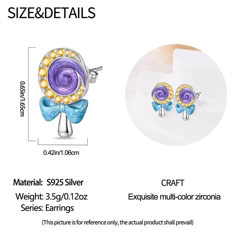 Original 925 Sterling Silver Purple Flower Owl Earrings Women 2025 Zircon Ear Studs Sparkling Pave Hoop Earring Jewelry Gift